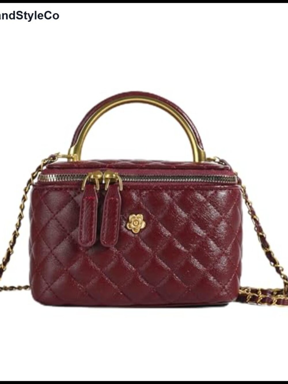 Mini Quilted PU Leather Crossbody Bag with Gold Chain Strap